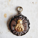 Mary + Sacred Heart on Mother of Pearl Pendant