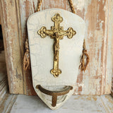 French Holy Water Crucifix Font - Vintage Find