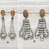 Victorian Cufflink + Rhinestone - Vintage Earrings
