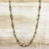 Labradorite + Rhinestone Double-Clasp Chain  36-inch