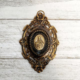 SALE Antique Sacred Heart of Jesus Brass Pendant - Authentica Collection