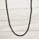 Black Lava and Crystal Double-Clasp Chain  36-inch