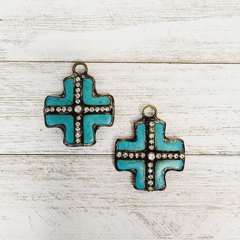 Turquoise Cross Pendant - Vintage Pendant