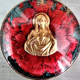 Mary and Sacred Heart Domed Glass Pendant