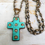 Turquoise Studded Cross Pendant