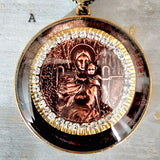 Blessed Mother Under Domed Glass Pendant