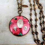 Antique Miraculous Medal Under Domed Glass Pendant