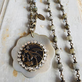 Victorian Bird Button + Mother Of Pearl Pendant