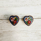 Vintage Micro Mosaic Heart Earrings