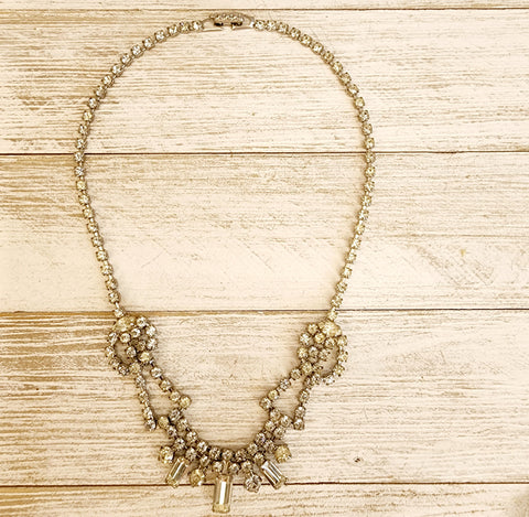 SALE Rhinestone Baguette Deco Necklace - Vintage Finds